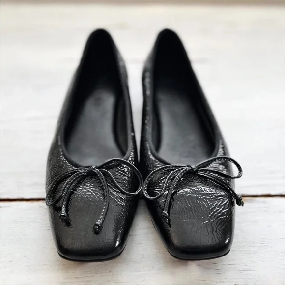 M. Gemi Danza Flats Patent Leather Black Ballet Shoes Hidden Wedge 37.5 EU $298 - Picture 4 of 11